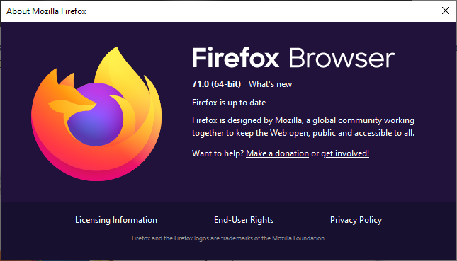 Prozor za ažuriranje Firefoxa