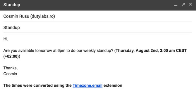 Pretvornik vremenske zone za Gmail