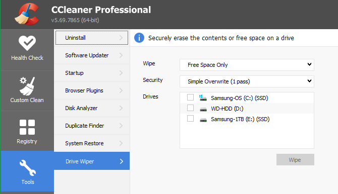 Brisač pogona CCleaner
