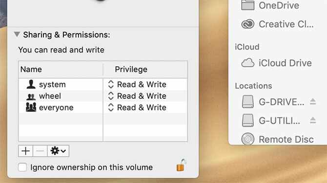 Opcije vlasništva tvrdog diska na macOS-u