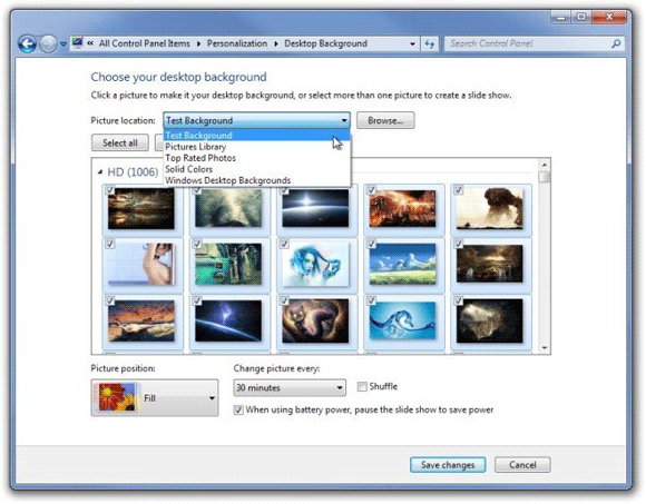 rotacija pozadine za Windows 7