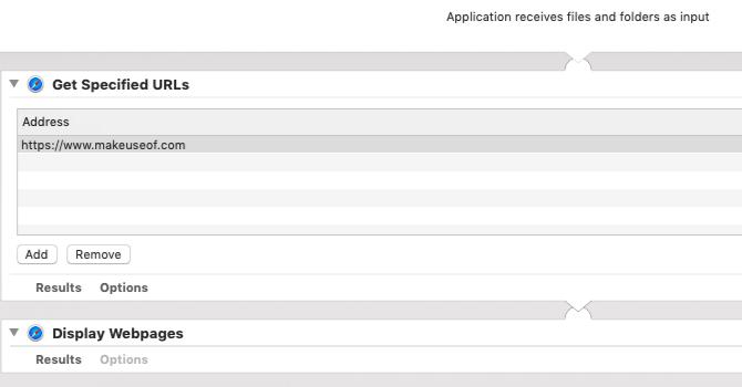 Aplikacija Automator za pokretanje web stranica na Macu