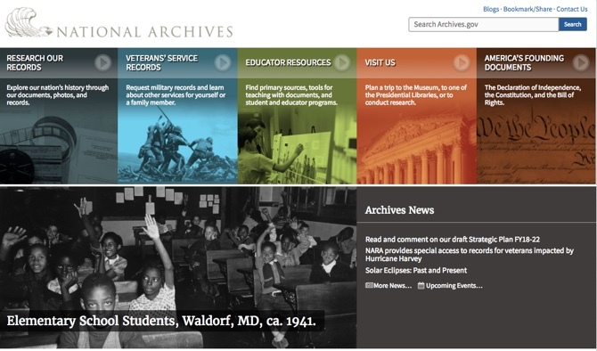 Web stranica Državne arhive i evidencije