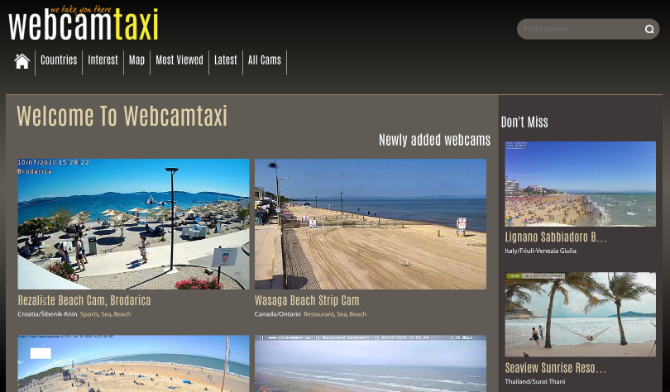 Webcam Taxi ima uredno kategoriziran imenik najboljih web kamera uživo