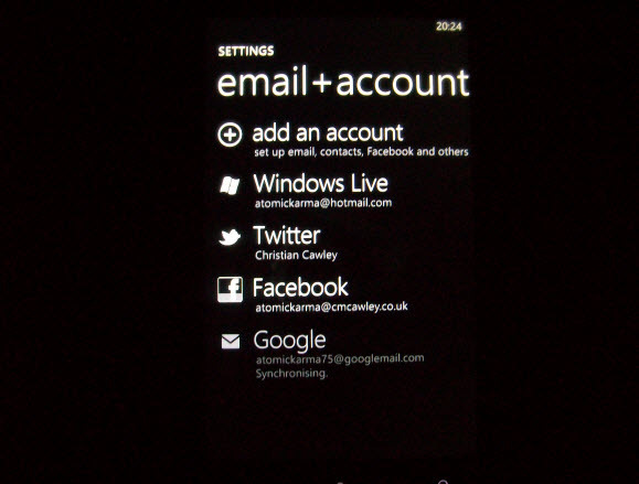 postava gmail Windows Phone