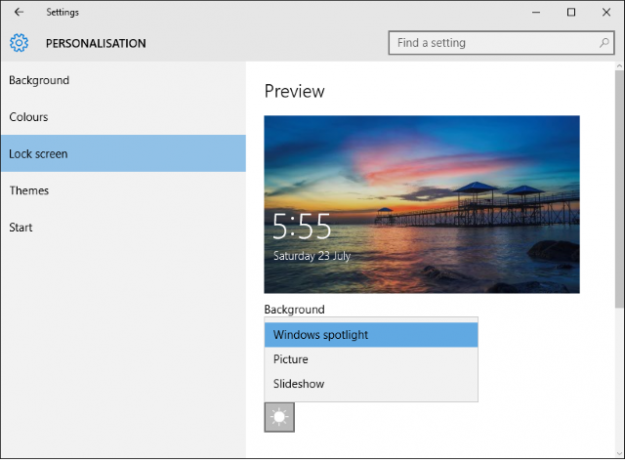 pozadina zaključavanja zaslona Windows 10