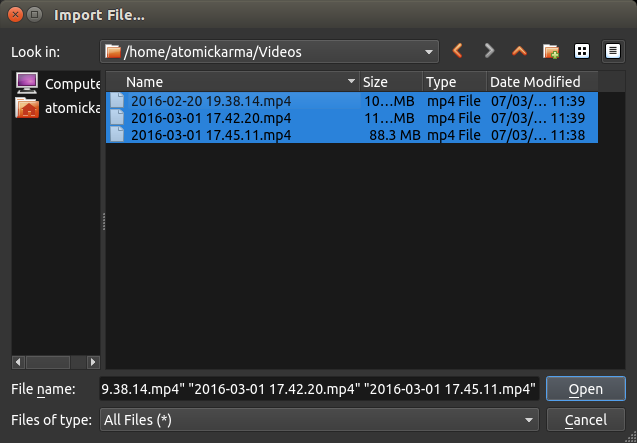 Linux OpenShot 2.0 uvoz