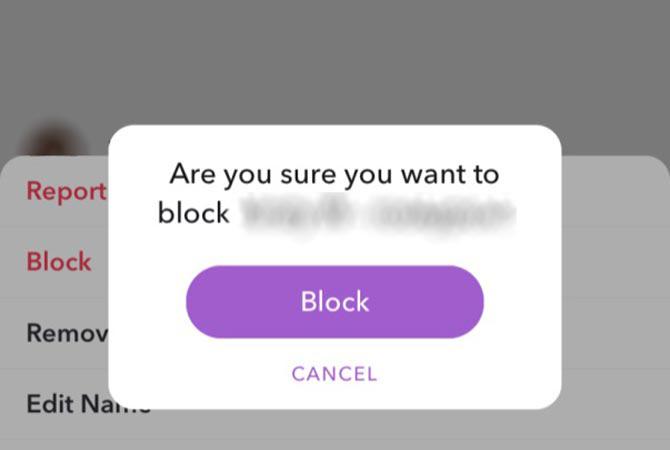 Kako blokirati nekoga na Snapchat Press Block