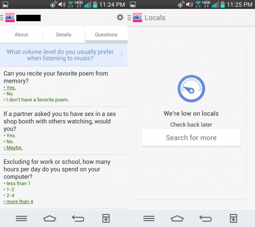 OKCupid Pitanja