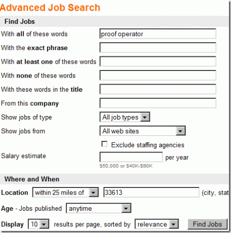 Doista, napredne opcije za traženje posla.
