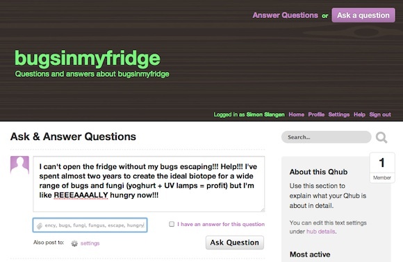 Izradite vlastiti nišni Q&A site s Qhub bugsinmyfridge-om