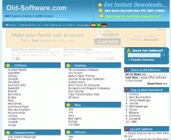 10 web stranica za preuzimanje starijih verzija softvera Stari softver Site09