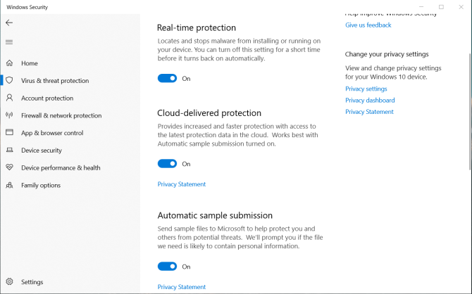 zaštita od virusa i prijetnji u programu Windows Defender