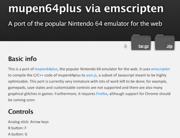 Internet emulator preglednika Nintendo 64 Mupel64Plus