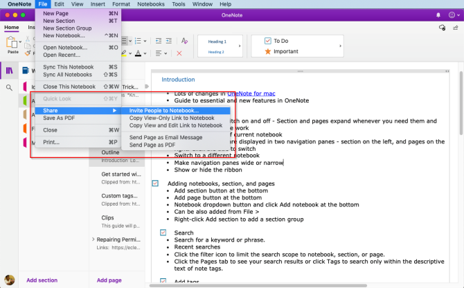 dijeljenje i suradnja u OneNote Macu