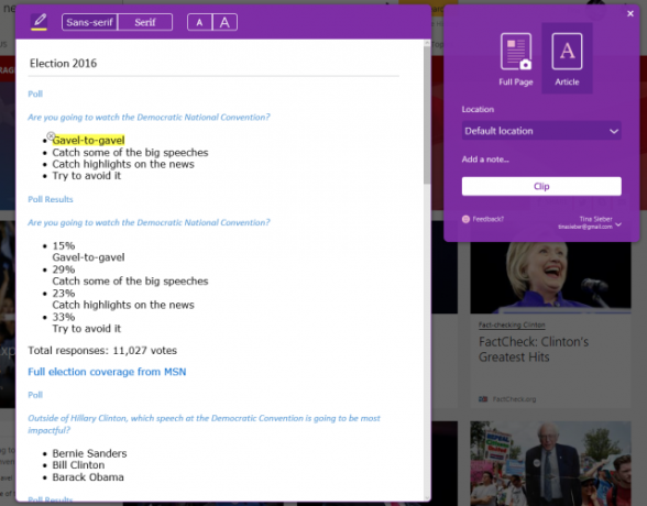 OneNote web Clipper na rubu