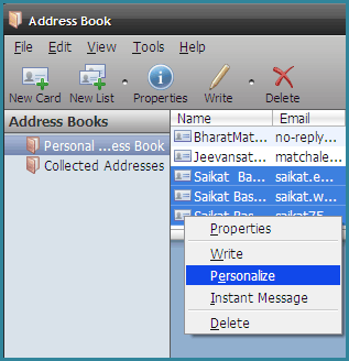 Kako postaviti Mozilla Thunderbird za slanje miša 4 adresara desni klik