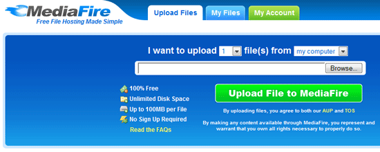 MediaFire - Neograničeno spremanje datoteka