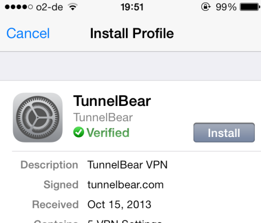 Postavljanje VPN-a na vaš iPhone u nekoliko minuta s tunnelbear tunnelbear5