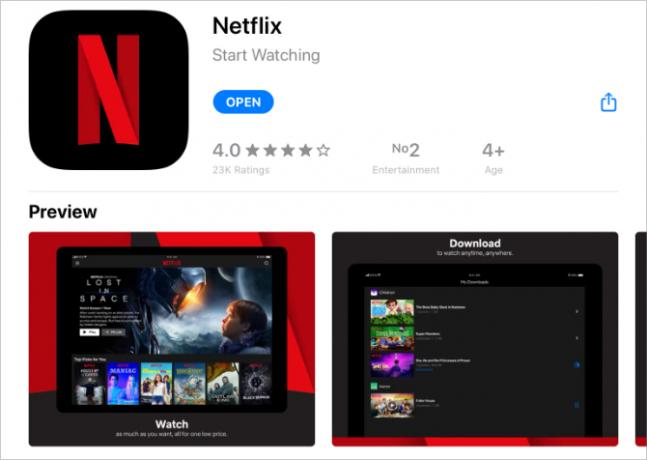 Netflix u App Storeu