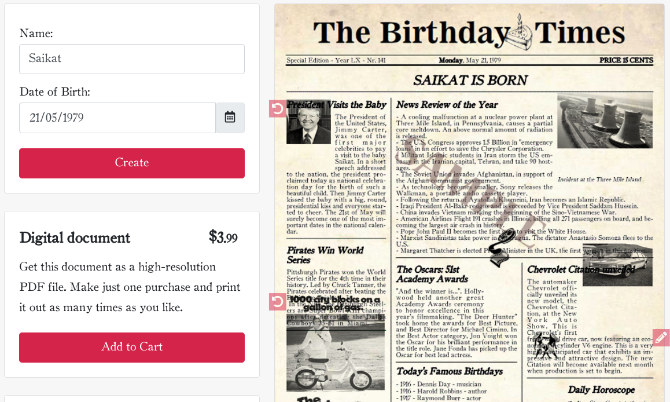 Stvorite lažne novine o datumu svog rođenja u časopisu The Birthday Times