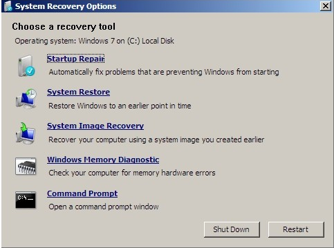 Opcije oporavka sustava Windows