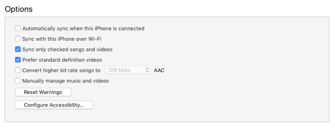 Zaslon iTunes mogućnosti