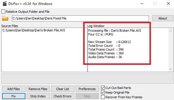 Kako popraviti pokvarene AVI datoteke koje neće reproducirati divfix fixed final