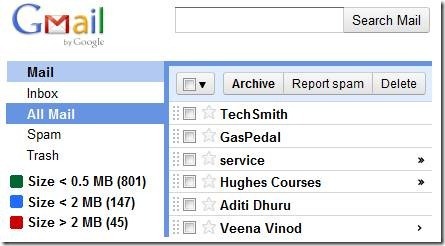 kako pronaći velike e-poruke u Gmailu