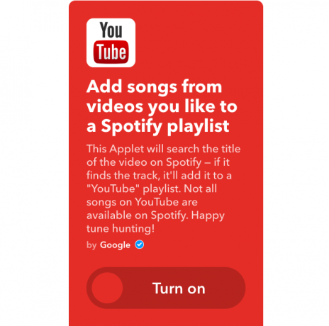 youtube ifttt spotify playlista