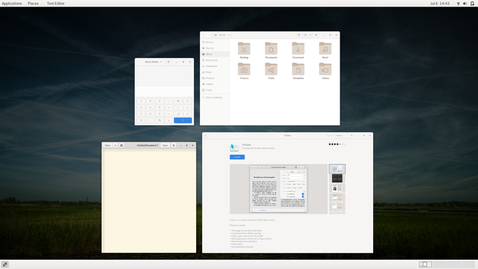 GNOME Classic prikazuje otvorene prozore