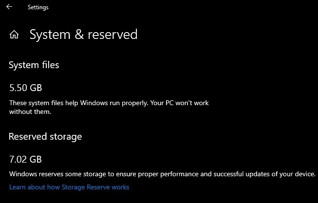 Windows 10 rezervirano za pohranu