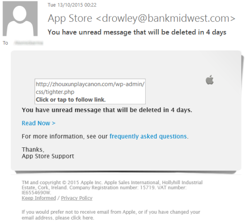 pronađite internetske lažiranje - Apple Phishing Email