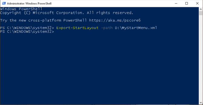 Izvoz start izgled kroz powershell u sustavu Windows 1803
