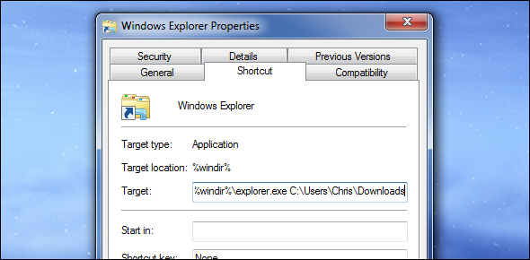 promjenom Windows Explorer-default-mape