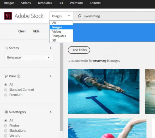 Adobe Stock Filteri za pretraživanje