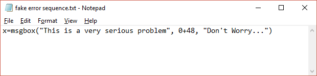 Skripta lažne pogreške za Windows