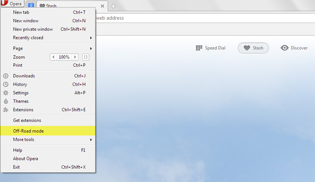 Opera Off-road način rada