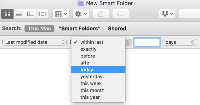 Mac Smart Folders izmijenjen datum