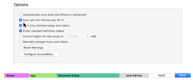 Sinkronizirajte iPhone preko Wi-Fi-ja