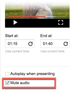 Isključivanje zvuka na Google prezentacijama