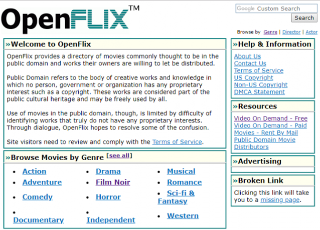 Najbolja web mjesta za javnu domenu za filmove - OpenFlix