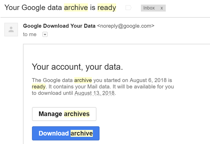 Gmail arhiva podataka