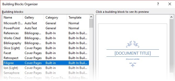Kako stvoriti profesionalna izvješća i dokumente u organizatoru Microsoft Word Building Blocks Organizatora