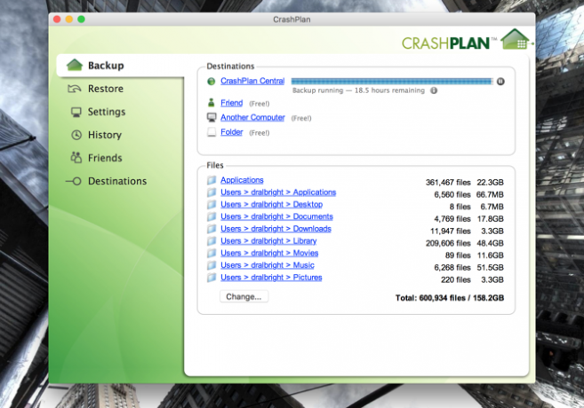 Crashplan App na Macu