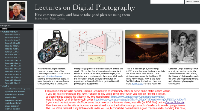Nabavite predavanja digitalne fotografije Marca Levoya koje je predavao na Stanfordu kao besplatni tečaj od 11 tjedana