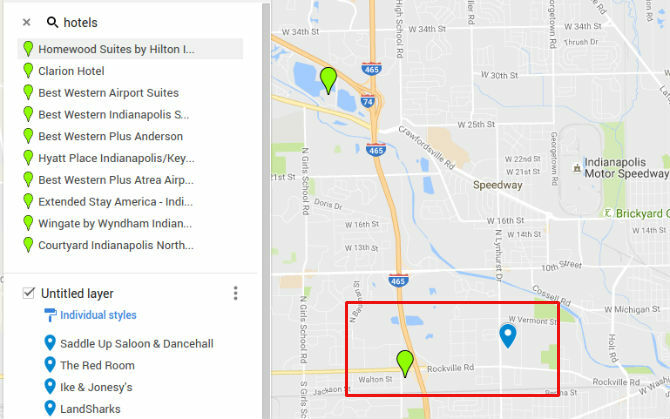 Hoteli na slojevima Google Maps Više