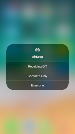 Postavke za AirDrop iOS 11 Control Center