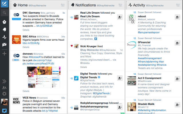Snimak zaslona s popisa na Twitteru