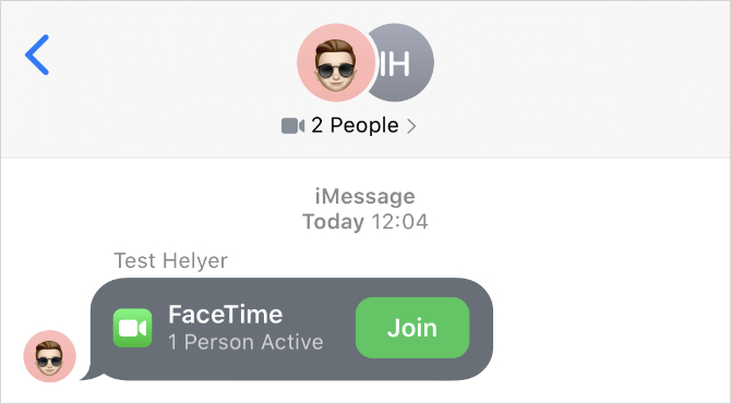 FaceTime aktivni poziv u aplikaciji Messages